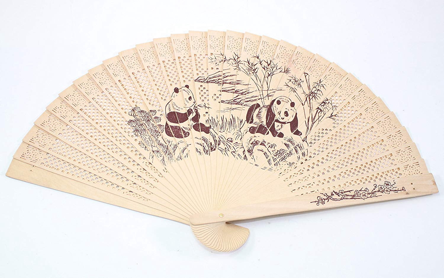 ERROR Set of 10 Double Sided Wooden Asian Panda Print Design Hand Fans Party Decoration Gift