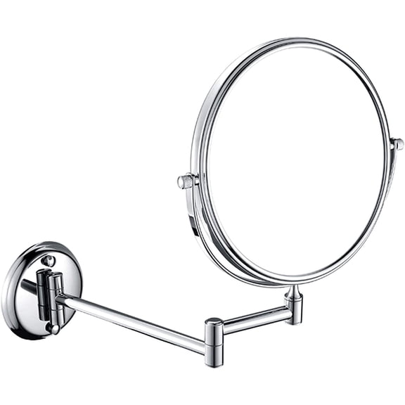 Wall-Mounted Makeup Mirror,8 inch Brass Magnifying Round Double Sided Shaving Mirror,Bathroom Folding 360° Swivel Cosmetic Vanity Mirror,Gold,7X /Chrome/10X