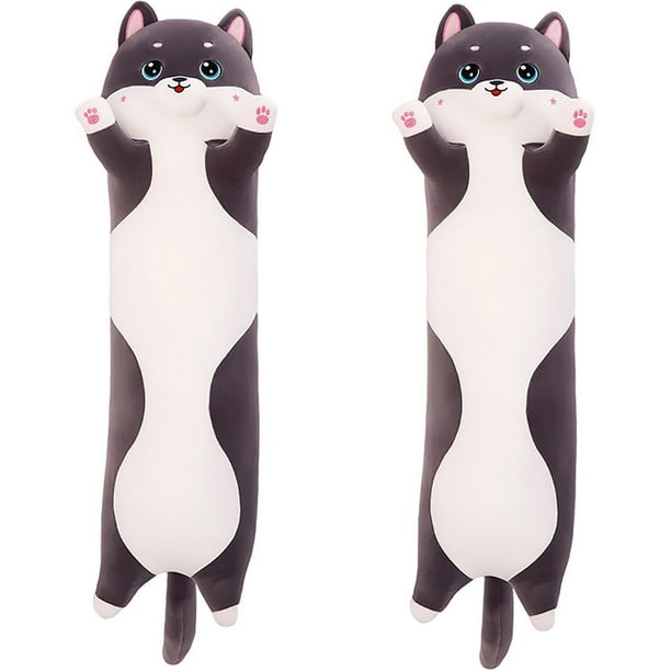 Funny toy Almohada de Peluche de Gato, Kawaii Almohada Larga de Felpa Peluche Suaves de Animal para Abrazar Regalo para Novia, Niños y Niñas