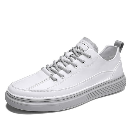 Cyiecw Men s Leather Sneakers Lace up Casual Fashion Sneakers Comfort Dress Shoes Lightweight Walking Shoes