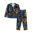 thumbnail image 1 of Balery Starry Night Charging Dinosaur Conjunto de Pijama con Estampado para Mujer, Conjunto de Dos Piezas con Manga Larga, Ropa de Dormir Suave con Bolsillos, Pijamas Cómodos-Large, 1 of 7
