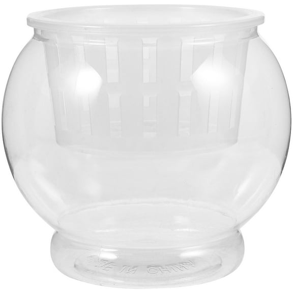 MLINS Transparent Plastic Fish Tank for Feeding Safe and Reusable with Hydroponic Plant Pot Function 7 inches
