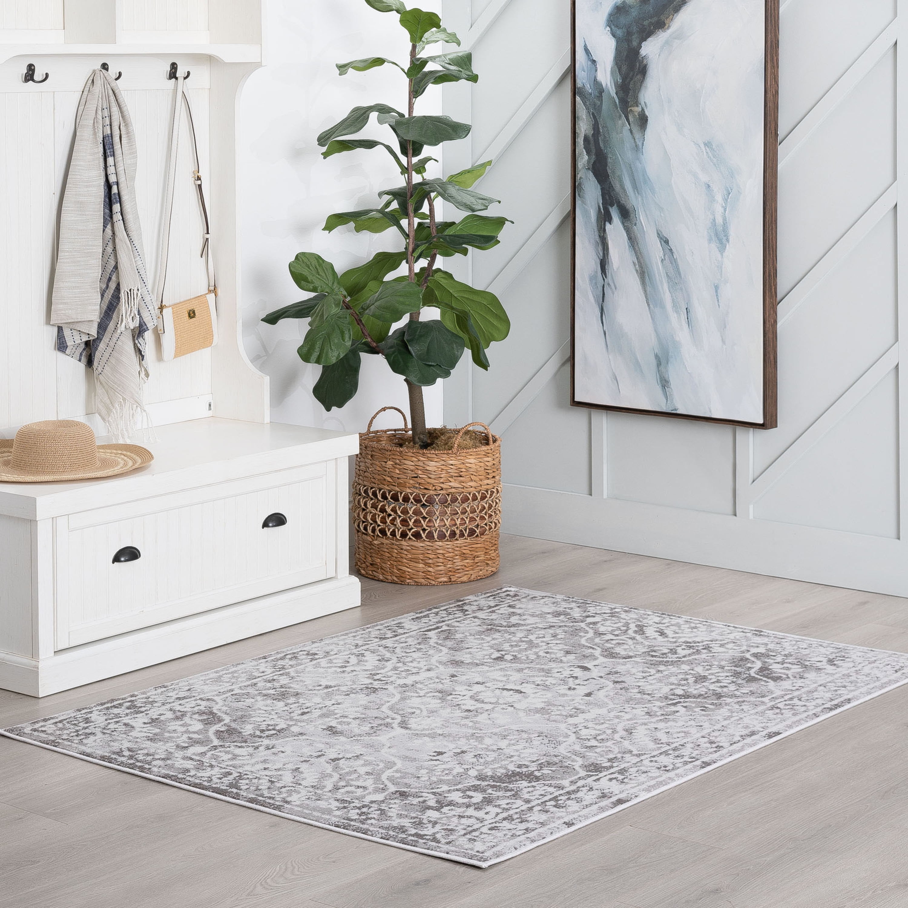 Bliss Rugs Persian Traditional Area Rug, Floral Indoor Rugs for Living Room, Dining Room, Bedroom | Gray, 5' x 7' (5'3''x7'3'')