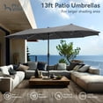 thumbnail image 2 of 13ft Large Patio Umbrella Double-Sided Twin Outdoor Market Umbrella with Crank, Beige, 2 of 7