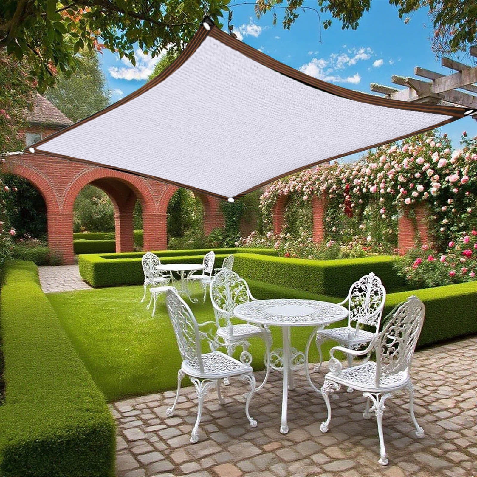 Shade Cloth Sunblock Shade Net Garden Pergola Greenhouse Shade Netting Breathable Awning Mesh Tarp with Grommets Privacy Netting 6.5x6.5ft White