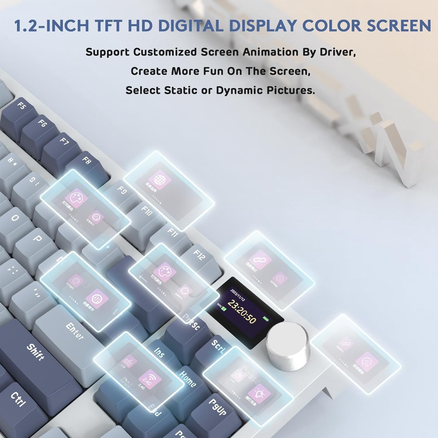 ATTACK SHARK K86 Wireless Mechanical Keyboard 75% with TFT Color Display & Knob Apex Pro TKL, 2.4G/Bluetooth/USB-C Wired RGB Backlit, Hot Swappable