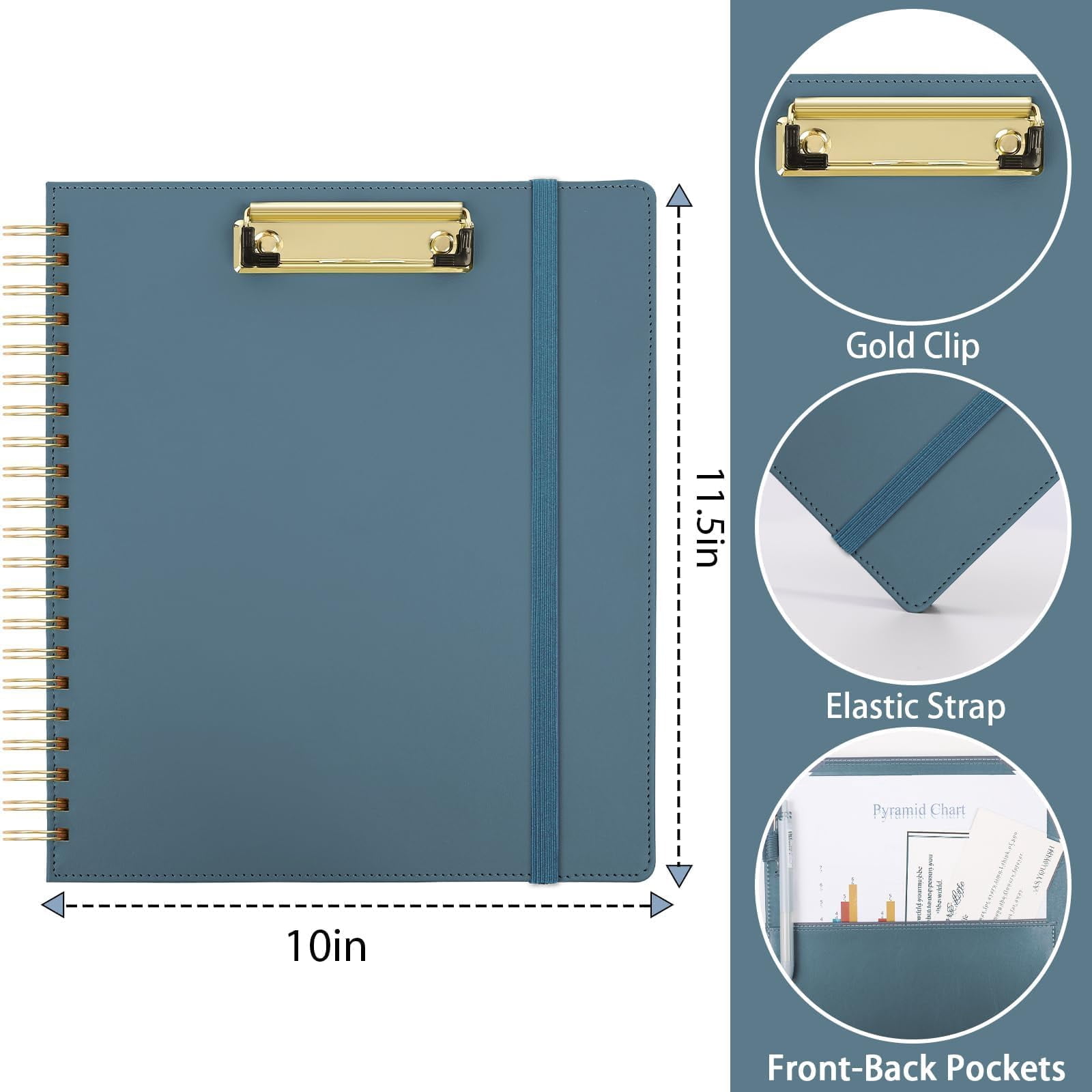 Clipboard Folder With Storage  6 Dividers 12 Pockets For Letter Size Folio Refillable Notepad Spiral Clipboards Padfolio Teacher Worker Nurse