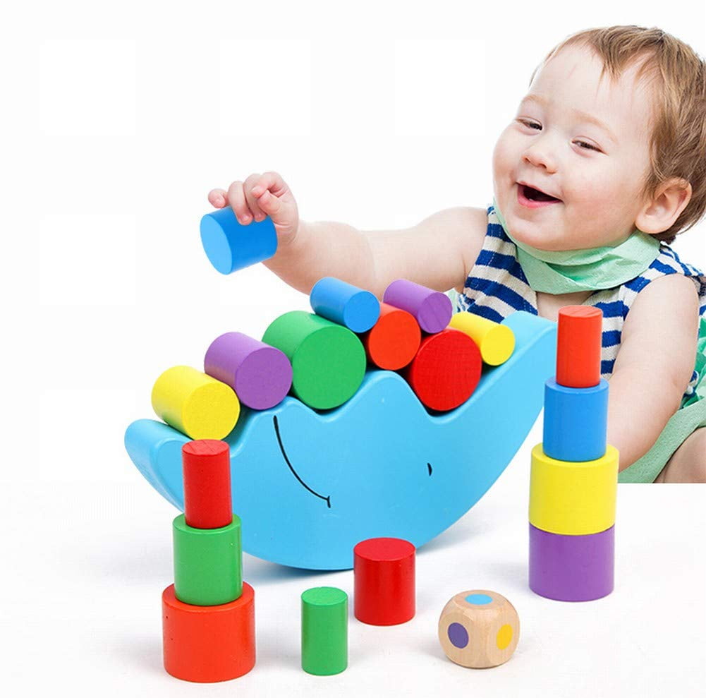 Balancing Game Moon Shaped Stacking Blocks Wooden Montessori Toy Kids Baby SK 
