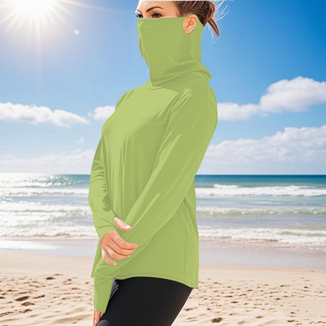 Ovbmpzd Sun Protection Tops for Women Green Long Sleeve Breathable Solid Tees Womens Camisole Tank Tops L