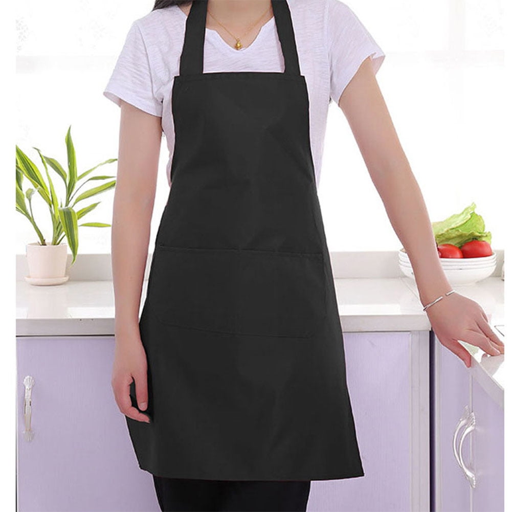 Multi-color Kitchen Cooking Bib Apron With Pocket Thicken Cotton Polyester Blend 