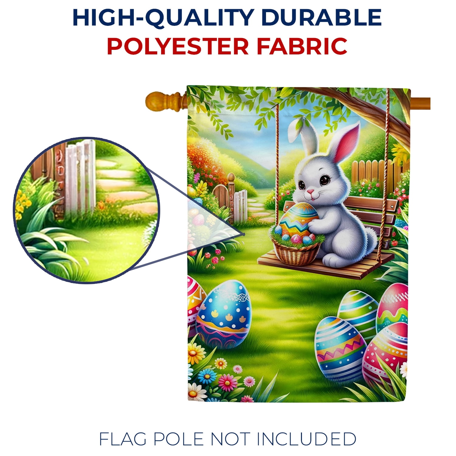 America Forever Easter Bunny House Flag 28 x 40 inch Double Sided Rabbit Egg Hunt Swing Cute Hare Farmland Small Spring Holiday Seasonal Easter Day Flags for Outdoor Yard Lawn Decoration