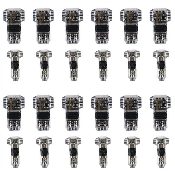 Conectores de Cable en T para Cables de 14 A 18 AWG, Sin Pelado de Cables, Conectores de Cable de 3 Vías Combinados, Conectores de Empalme de Cables, Paquete de 24