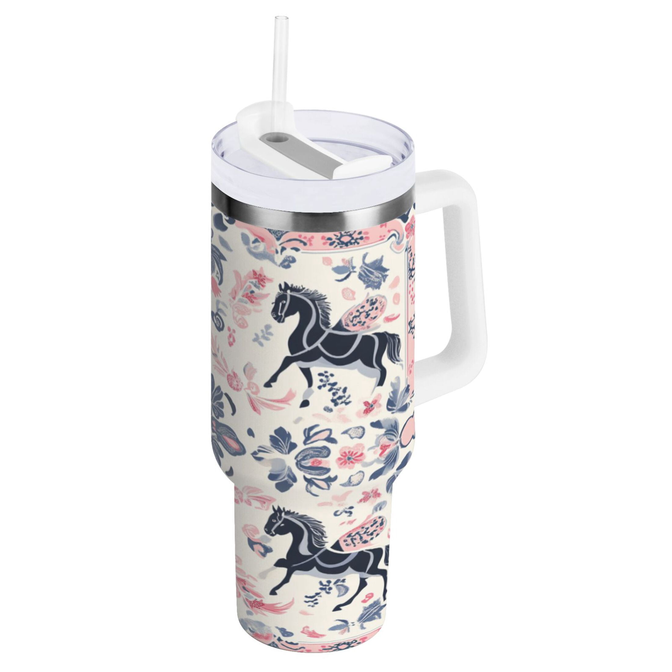DIXRUYEE Steel Water Bottles Tumbler Creative Equestrian Floral Harmony Pattern 40oz/30oz
