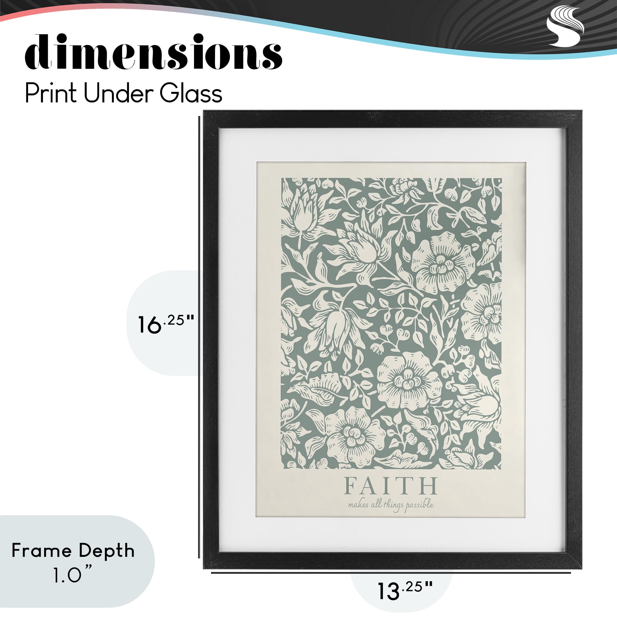 Stupell Industries Faith Quote with Floral Pattern Black Framed Print Under Glass, design by Wild Apple Portfolio