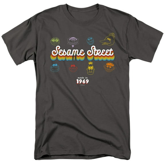 Sesame Street Made In 1969 S/S Adult 18/1 T-Shirt Charcoal