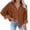Orange, variant on Women's Long Sleeve Blouse Solid Color Lapel Button Up Shirts Casual Loose Fit Double Pocket Open Front Tops