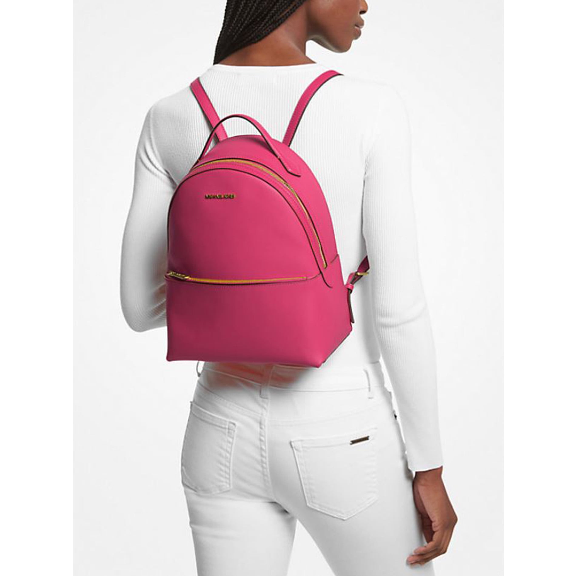 Michael Kors Womens Rhea Zip Medium Backpack Smokey Rose Michael Kors Womens Rhea Zip Medium Backpack Smokey Rose
