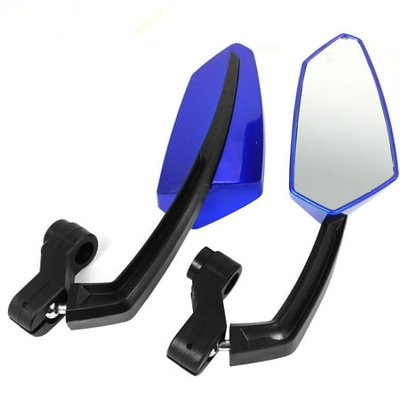 Unique Bargains 2 Pcs Blue Casing Adjustable Rearview Blind Spot Mirrors for Motorcycle