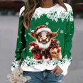 thumbnail image 2 of Tiweut Christmas Casual Sweatshirts for Womens Cool Santa Cow Printed Round Neck Long Sleeved Hooded Lightweight Loose Fit Pullover Ladies Tops Green,XL, 2 of 4