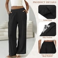 thumbnail image 3 of TEMOFON Women’s Wide Leg Pants Linen Lightweight Pants for Women Casual Trousers for Spring, 3 of 6
