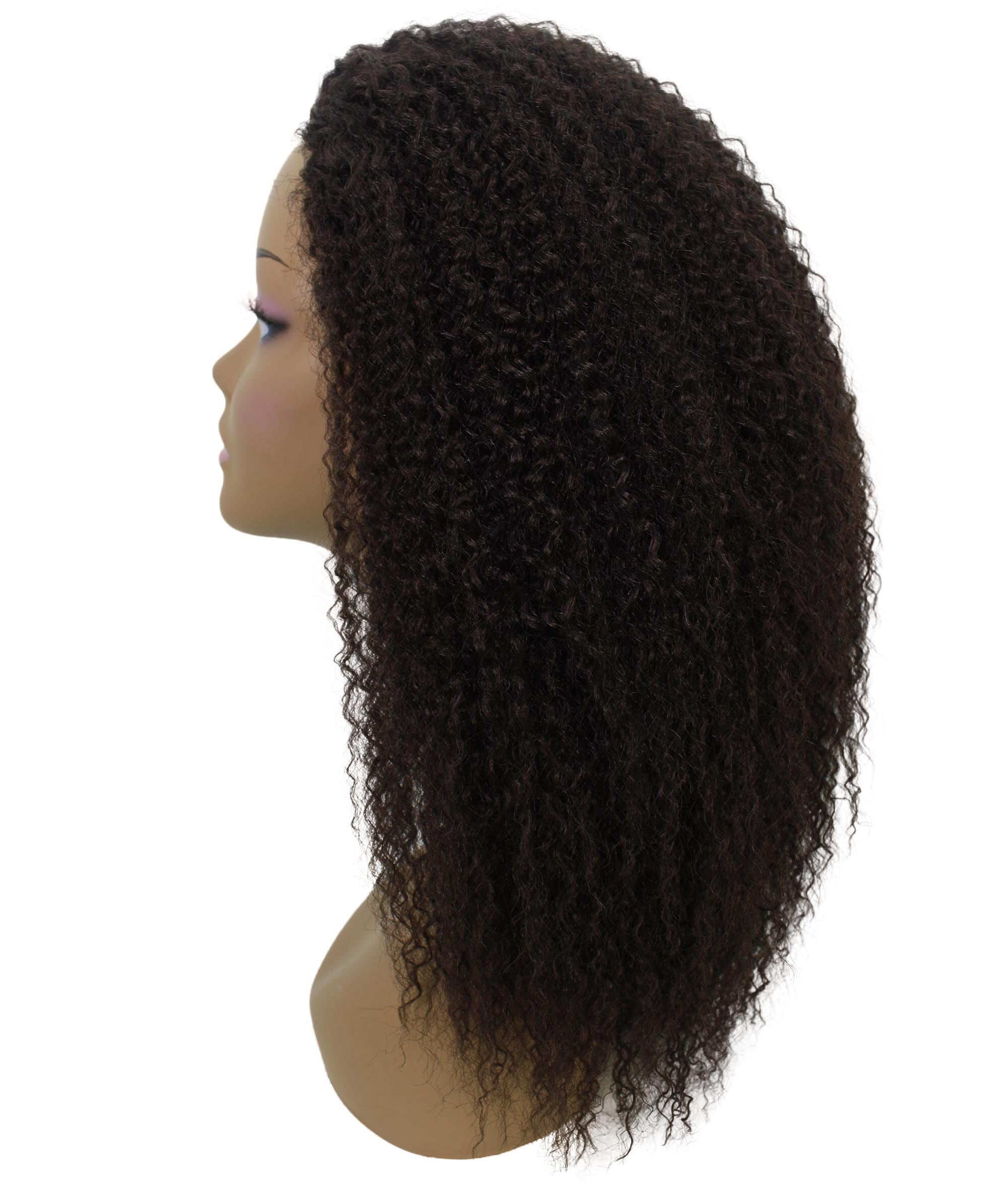 LUXLUXE Rosario Curly Body Waves 20 in Long Half Wig Mix Human Hair and Synthetic Fibers,Medium Brown