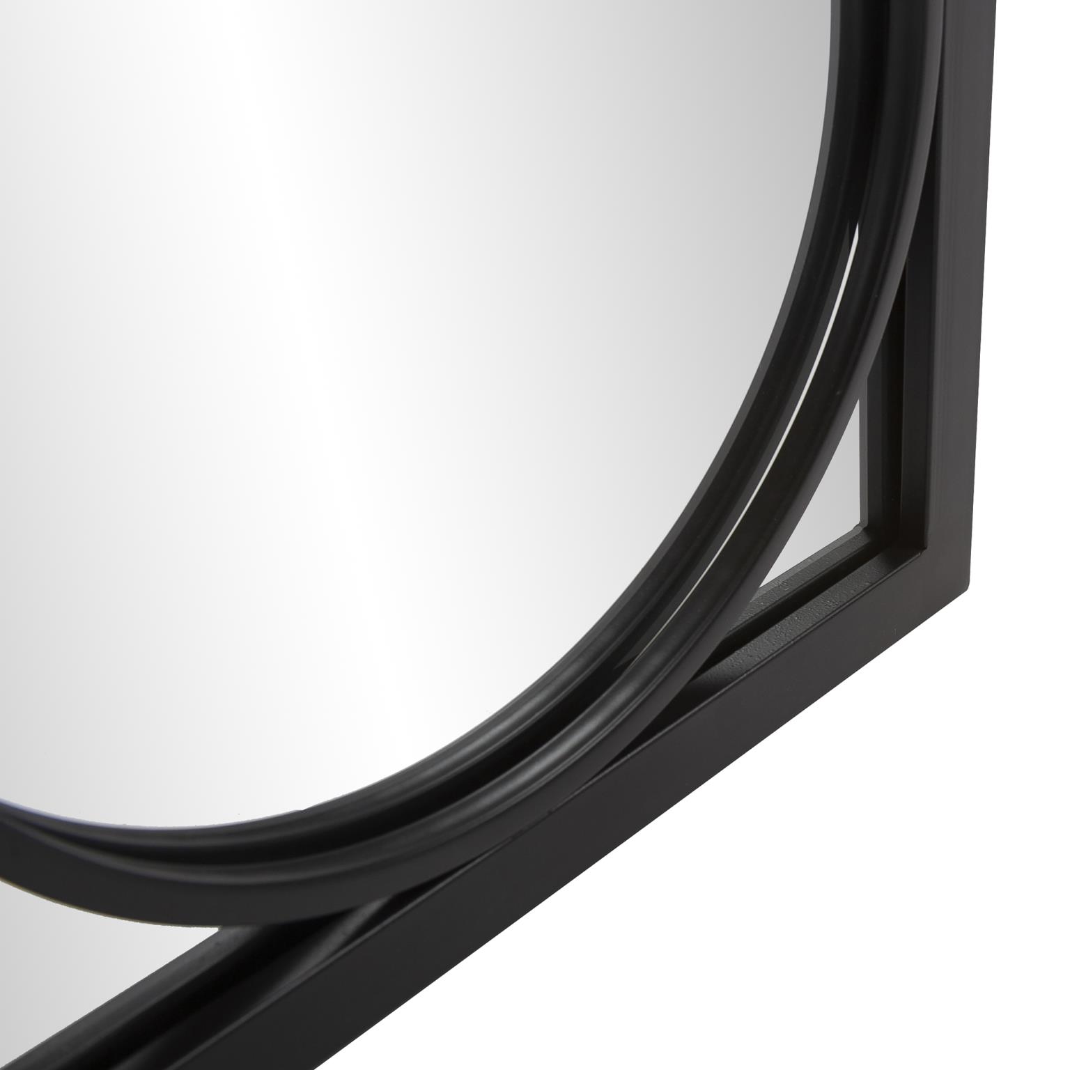 Tyler Dillon Rectangular Metal Framed Black Wall Mirror with Circular Overlays - 47"H x 21"W