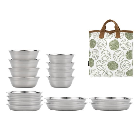 16pcs 304 Stainless Steel Dish Set Portable Dinnerwares For Camping And Travel