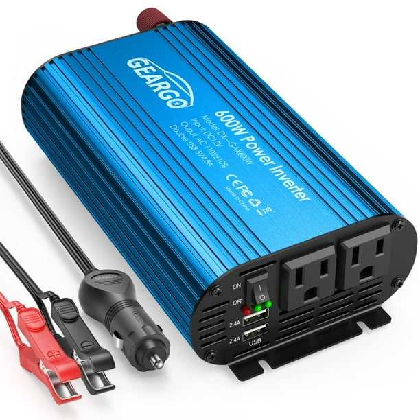 GEARGO 600W Car Power Inverter DC 12V to 110V with 4.8A Dual USB Ports