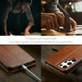 thumbnail image 5 of Wallet Case For Samsung Galaxy S22 Ultra, Luxury Premium Leather Flip Strong Magnetic Closure [Kickstand][RFID Blocking][Card Holder Slots] Retro Shockproof Phone Cover Men/Women, Brown, 5 of 7