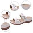 thumbnail image 5 of Rokment Glitter Rhinestones Orthopedic Wedges Slides Sandals for Women with Arch Support Comfortable Sparkly Leather Platform Orthotic Slip on Dressy Beach Shoes Beige Size 6, 5 of 7