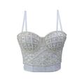 thumbnail image 2 of Franhais Women Tanks Tops with Pearl Decoration, Adjustable Detachable Silicone Gather Summer Clothing, 2 of 9