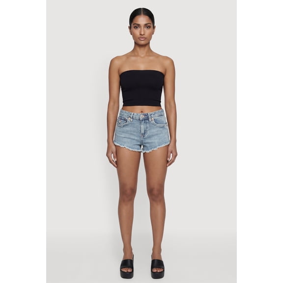 Women's Almost Famous Frayed Hem Denim Micro Shorts