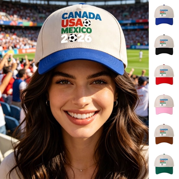 Men Women Baseball Cap BWASD Casual Adjustable Breathable Summer Sun Hat UV Protect Soccer Hat 2026 Gift Sport Canada, USA, Mexico Football Supporter (Black)