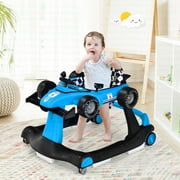 Costway 4-in-1 Baby Walker Foldable Activity Push Walker Adjustable Height Blue