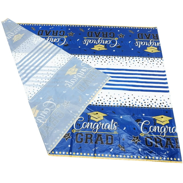 Mobutofu Graduation Season Rectangle Tablecloth Waterproof Blue 1Set for Family Friends Graduates