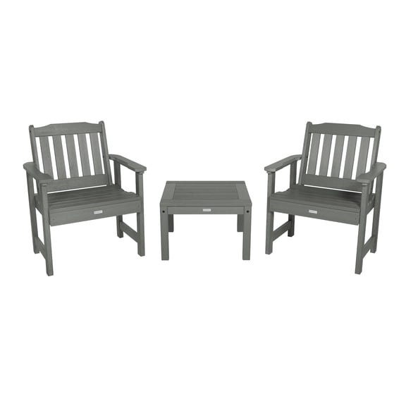 Highwood 3-pc Lehigh Garden Chair Set with 1 Square Side Table - Outdoor, Eco-friendly, Synthetic Wood