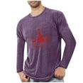 thumbnail image 3 of SYMOID Pajamas Mens Purple Christmas Long Sleeve T-Shirt - Relaxed Fit Crew Neck with Reindeer & Christmas Tree Graphic, Soft Stretch for Holiday Get-Togethers & Daily Wear,Size M, 3 of 4