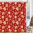 thumbnail image 6 of Christmas Shower Curtain Gingerbread Man Snowflake Holiday Bathroom Decor, Red Christmas Bathtub Curtain with Candy Cane Glove, Fun Cute Winter Bathroom Accessories 70X70IN, 6 of 6