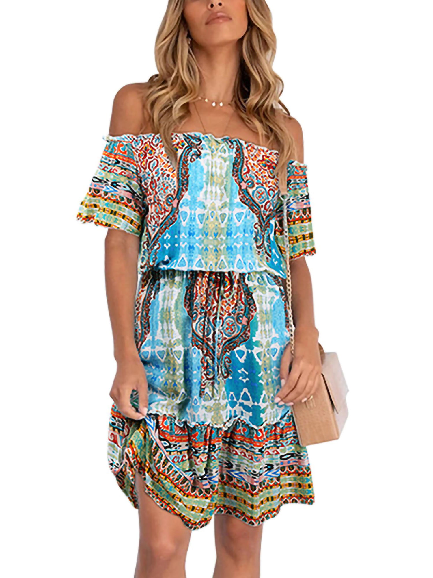 Umgee Summer Dress Sleeveless Floral Shift Lace Detail Cream Mix S M L 