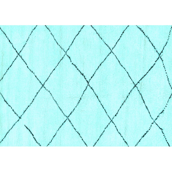 Ahgly Company Indoor Rectangle Solid Light Blue Modern Area Rugs, 7' x 9'