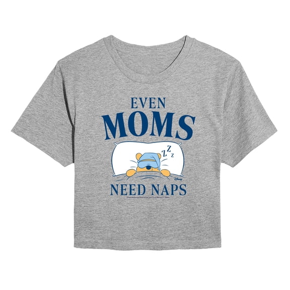 Winnie The Pooh - Even Moms Need Naps - Juniors Cropped Graphic T-Shirt