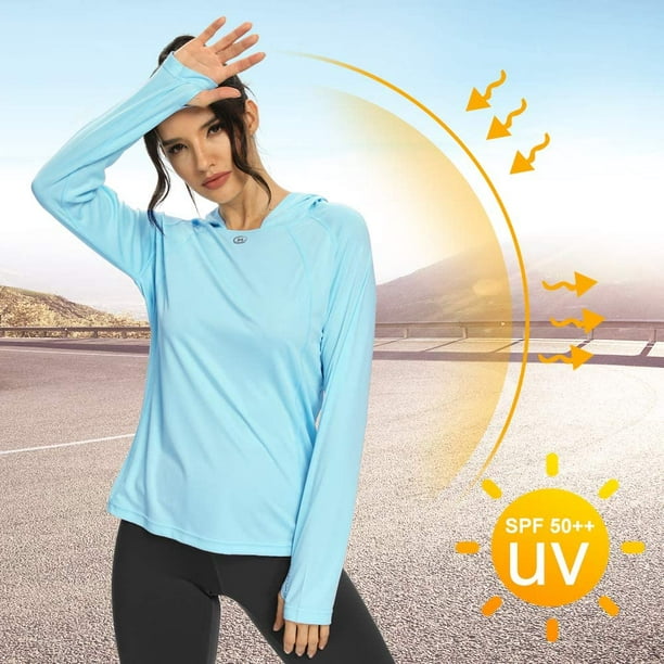 UPF 50+ UV Sun Protection Women's Clothing Zip Up Hoodie Long Sleeve Fishing  Running Hiking Jacket Outdoor Performance Shirt 