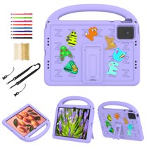 for Lenovo Tab M11 11.0" 2024 TB-330FU / TB-330XU / TB-331FC Silicone Kids Shockproof Cute Case with Handle, Multiple Angles Stand Rugged Cover with Removable Shoulder Strap, Purple