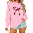 thumbnail image 3 of Womens Christmas Sweatshirts Lightweight Crewneck Ugly Sweaters Long Sleeve Loose Xmas Holiday Pullover Tops (XS, Pink-Bow), 3 of 6