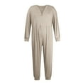 thumbnail image 3 of TQWQT Womens Long Sleeve Jumpsuit One Piece Rompers Loose Fit Overalls Lounge Pajamas Onesie Jumper Winter Fall Outfits Khaki XL, 3 of 5