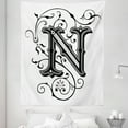 thumbnail image 1 of Letter N Tapestry, Middle Ages Inspired Capital N Abstract Elements Black Dark Colored Palette, Fabric Wall Hanging Decor for Bedroom Living Room Dorm, 5 Sizes, Black Grey White, by Ambesonne, 1 of 1