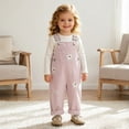thumbnail image 2 of mgoYE Baby Girl Overalls Romper with White Floral Embroidery, Suspender Jumpsuit Pants Clothing Outfit for Toddlers, 2 of 7