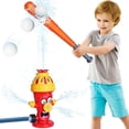 thumbnail image 2 of Juego de juguetes T-Ball con rociador de agua contra incendios, juego acuático al aire libre de verano, incluye 1 bate de béisbol y 3 pelotas, 2 of 6