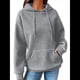 thumbnail image 1 of Sudadera con Capucha para Mujer, Informal, de Larga, con Cordón Ajustable, Estilo Waffle, Holgada, con Bolsillo Gris L, 1 of 10