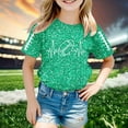 thumbnail image 2 of Girls T Shirts Heartbeat Sequins Cartoon Print T Shirt Casual Short Sleeve Tee Soft Fashion Girls Tops Green 150, 2 of 4